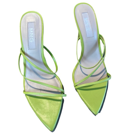 Mango MNG green Heel Leather straps sandals 8.5/ EU 39 EUC - Picture 2 of 6
